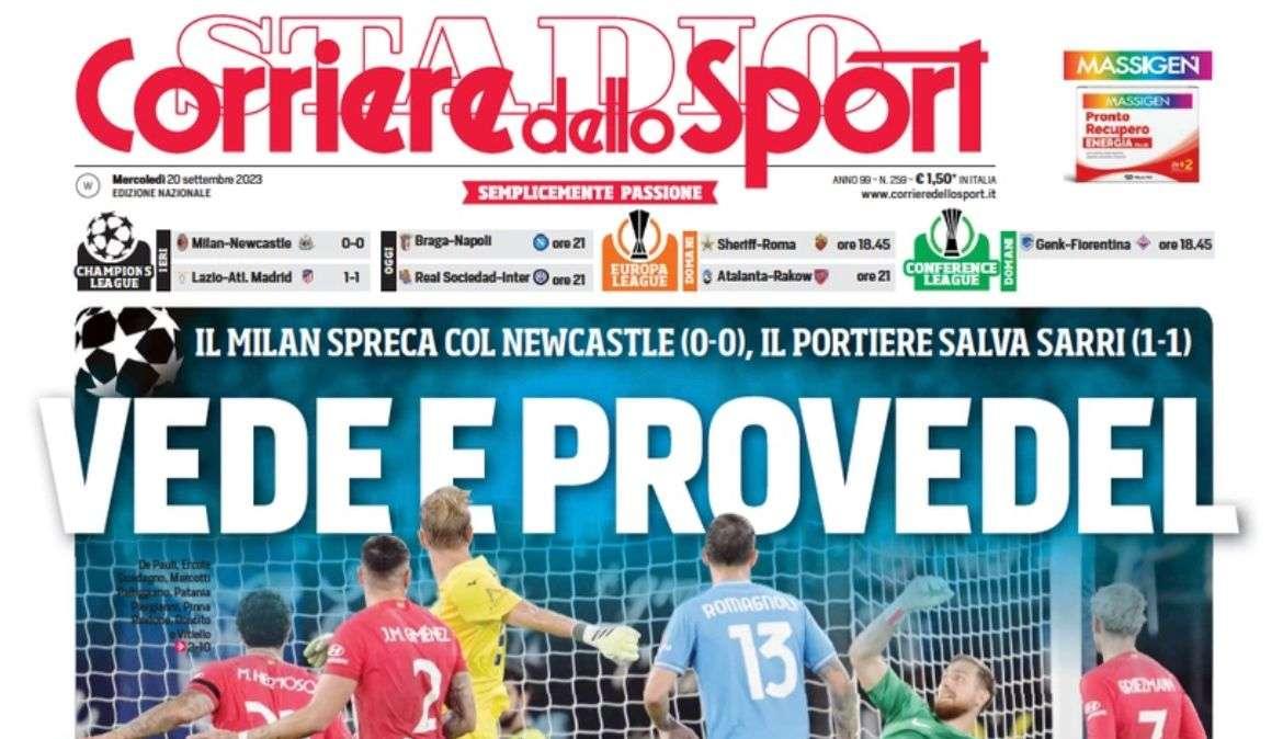 L'apertura del Corriere dello Sport - Inzaghi carica l'Inter: "Riproviamoci"