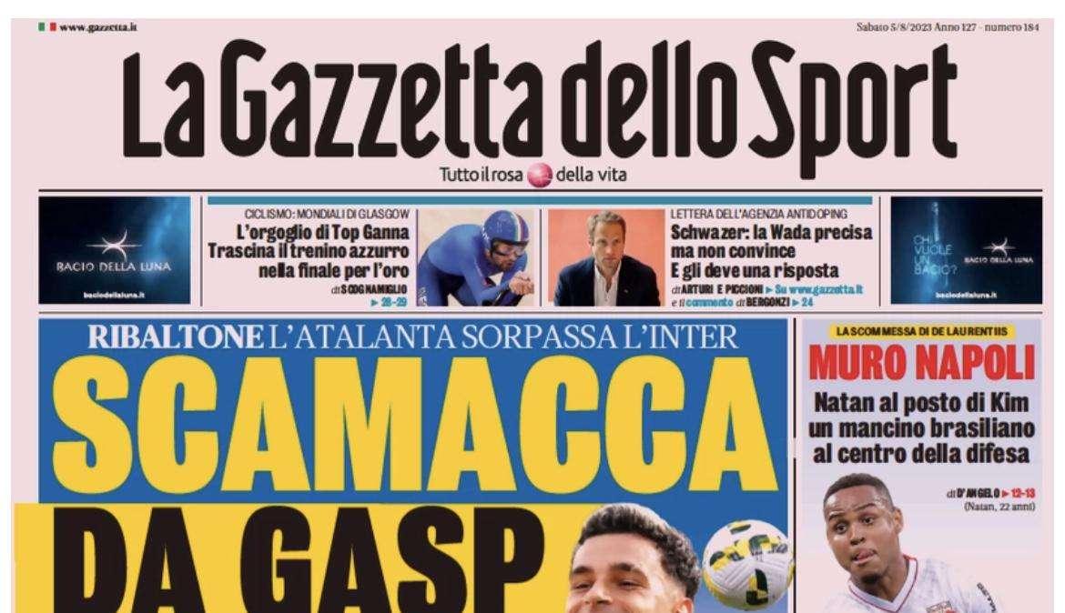 La Gazzetta dello Sport apre: "Scamacca da Gasp". Inter sorpresa dall'Atalanta 