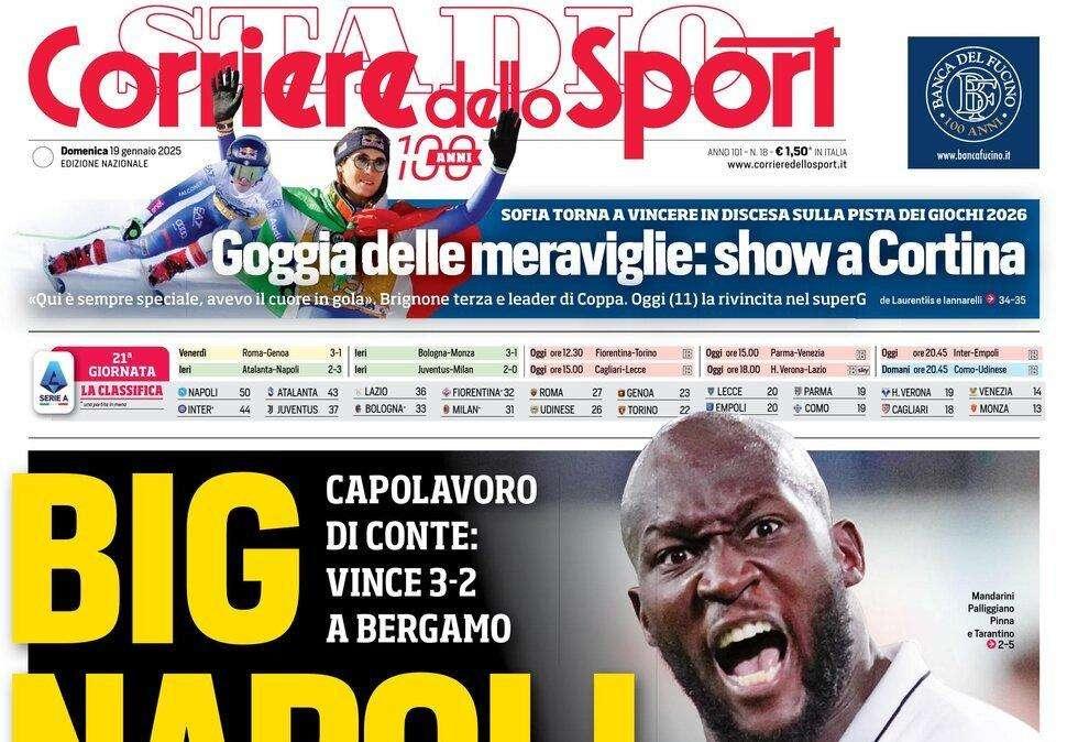 "Conte vale più di Kvara", la prima pagina del Corriere dello Sport che avvisa l'Inter