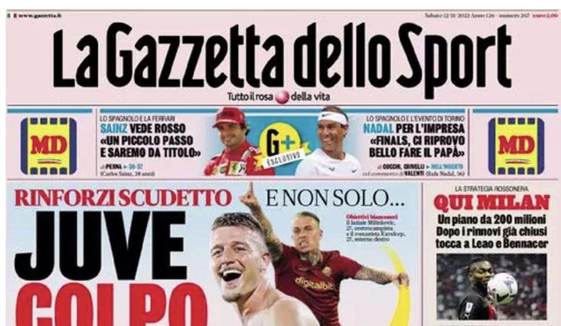 La Gazzetta in apertura: "Inter: subito Vazquez del Valencia. Pronta la conferma di Dzeko"