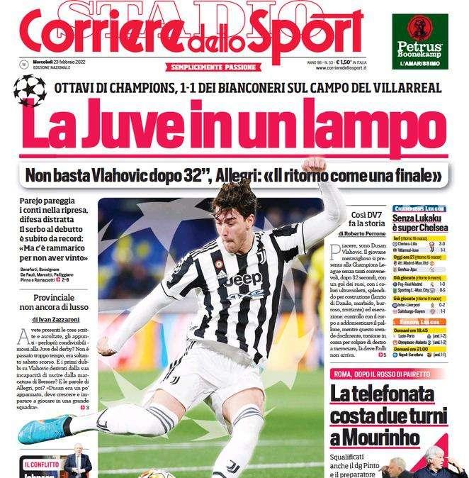 Il Corriere dello Sport in apertura: "La Juve in un lampo"  