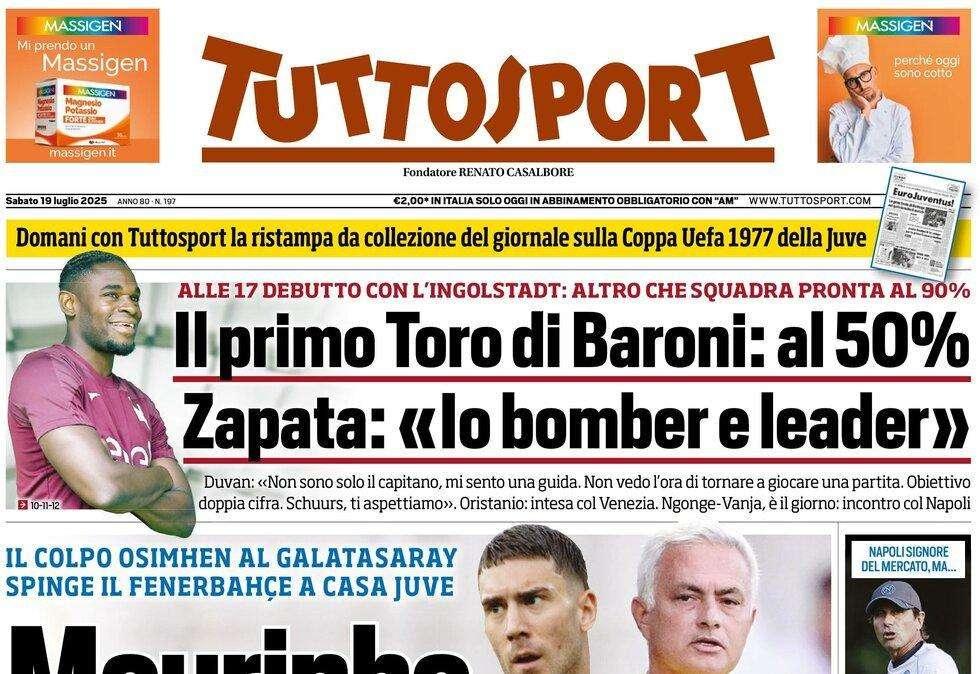 Lookman, Ausilio ha fretta: "Non lo aspetteremo in eterno". La prima pagina di Tuttosport