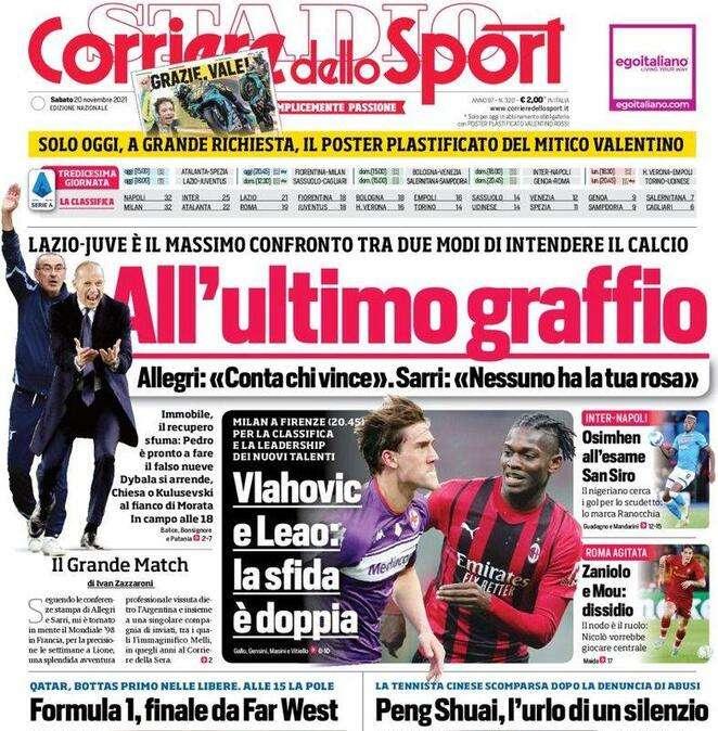 Rassegna stampa - Le prime pagine di sabato 20 novembre