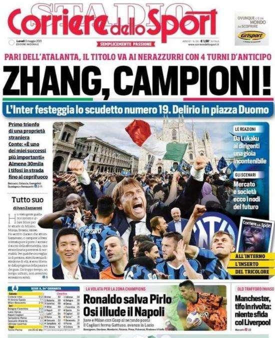 CAMPIONI D'ITALIA - Rassegna stampa, le prime pagine dei quotidiani
