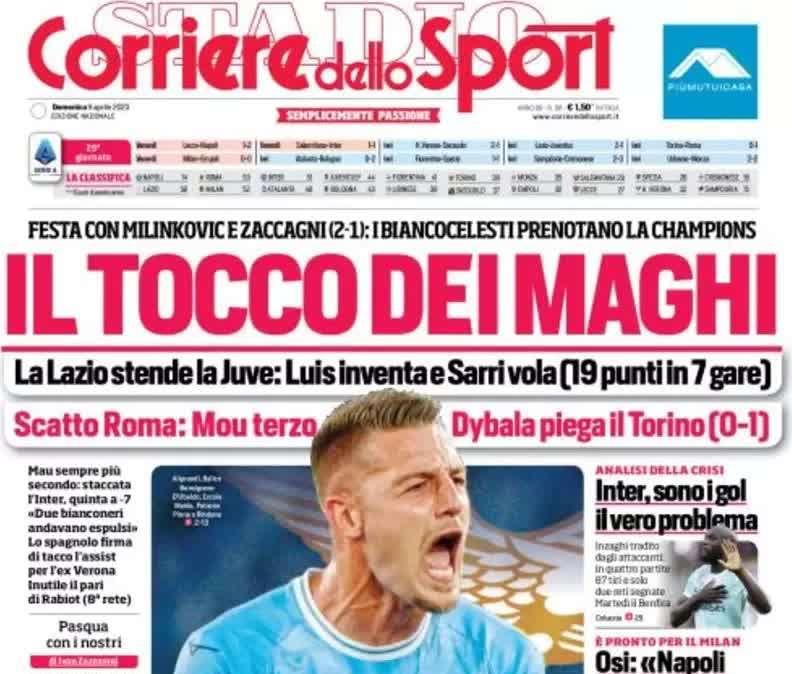 Le prime pagine di domenica 9 aprile: l'Inter ha due nomi per il dopo Inzaghi