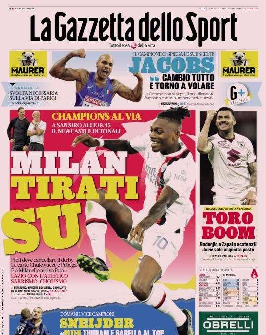 La Gazzetta apre con le parole di Sneijder: "Inter, Thuram e Barella al top. Perché tutti temono Inzaghi"