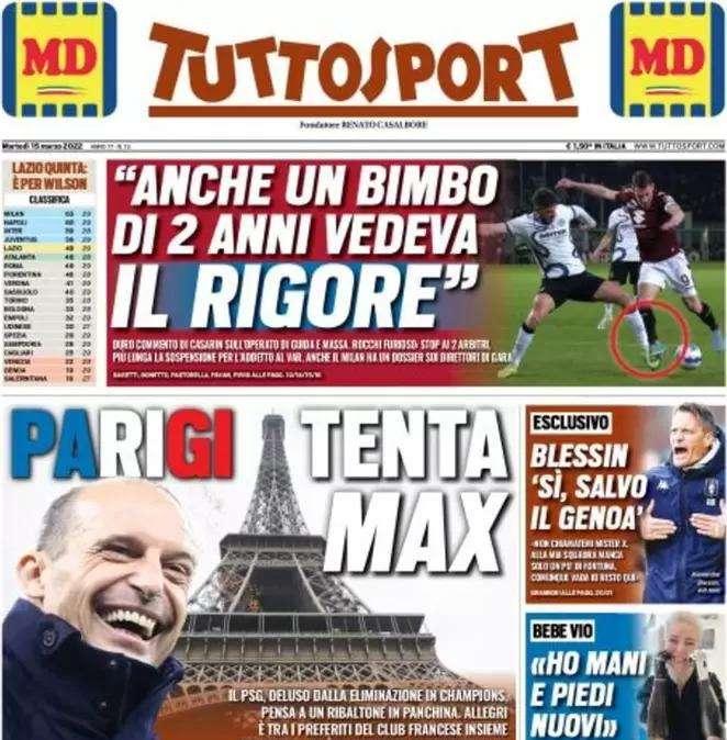 Tuttosport : "Anche un bimbo di 2 anni vedeva quel rigore"