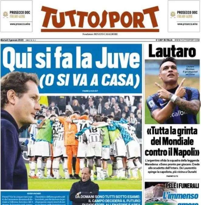 Tuttosport apre con la garra di Lautaro: "Tutta la grinta del Mondiale contro il Napoli"