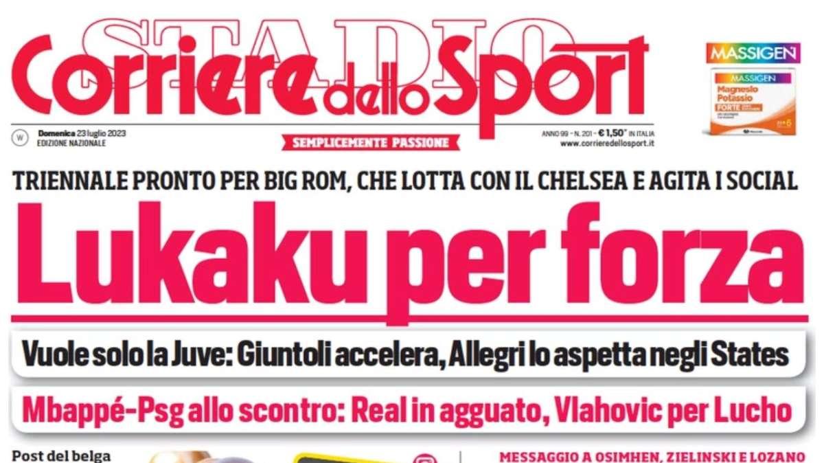L'apertura del CorSport: "Lukaku per forza". Romelu vuole solo la Juve