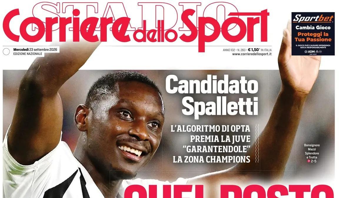 "Inter, Roma e Como il terzetto di vertice. Quel posto è di Lucio": la prima pagina del Corriere dello Sport