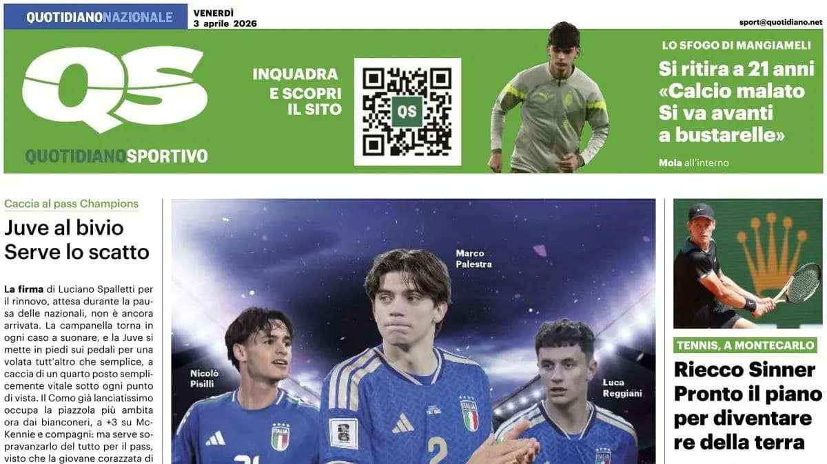"Italia, resta solo il futuro. Leao-Lautaro, Milan ed Inter aspettano i big": la prima pagina del Quotidiano Sportivo