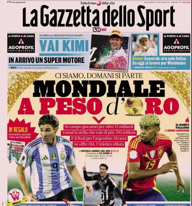 "L'Inter mette i muscoli, c'è Atta con Solet": la prima pagina di Gazzetta dello Sport
