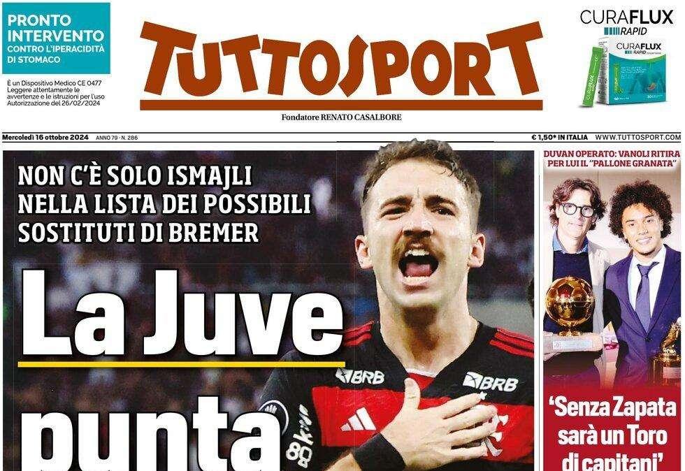L'apertura di Tuttosport: "La Juve punta il brasiliano Ortiz per la difesa"