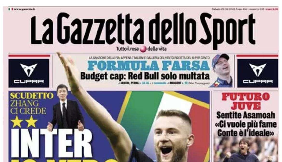 La Gazzetta dello Sport apre con le parole di Zhang: "Inter, io vedo le stelle"