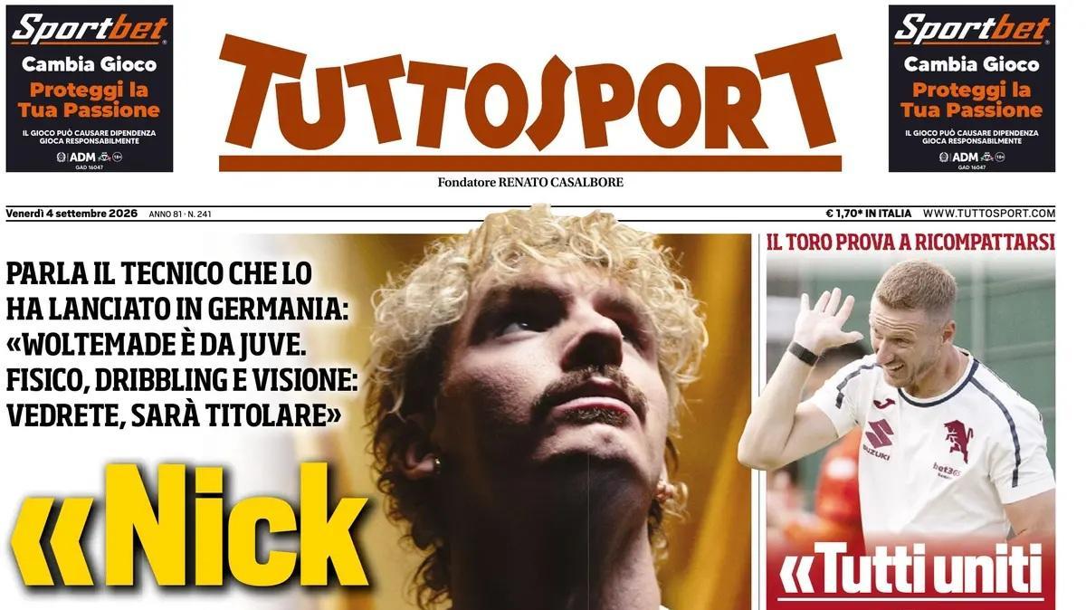 "Woltemade, con il Milan può già debuttare! E' perfetto per Kolo", la prima pagina di TuttoSport