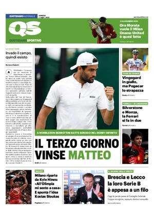 Il QS titola in apertura: "Ora Morata vuole il Milan, Onana-United è quasi fatta"