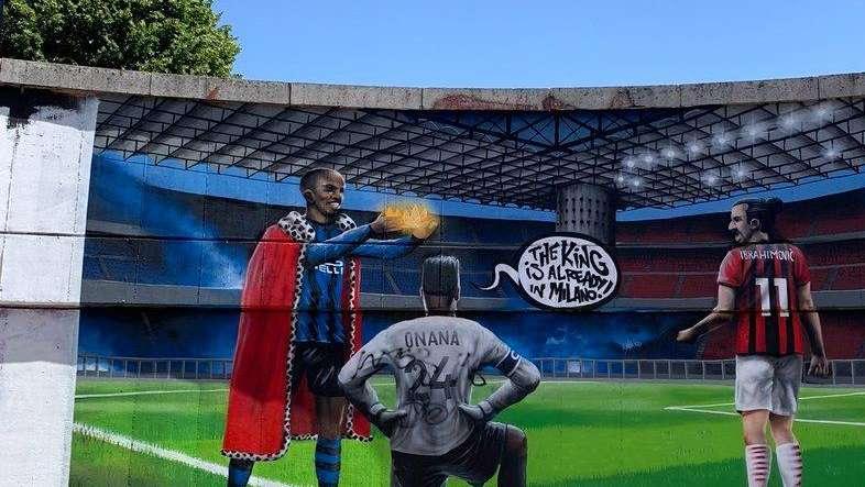 FOTO - A Milano spunta un murales per Onana: "Il re è già a Milano"