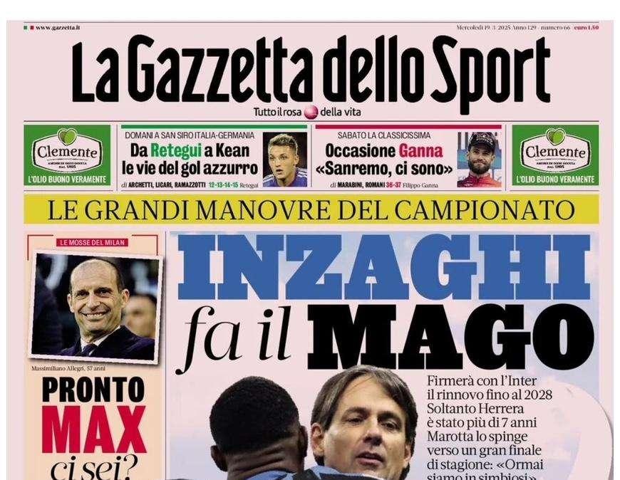 "Inzaghi, c'è più Inter per te": l'apertura di Gazzetta dello Sport