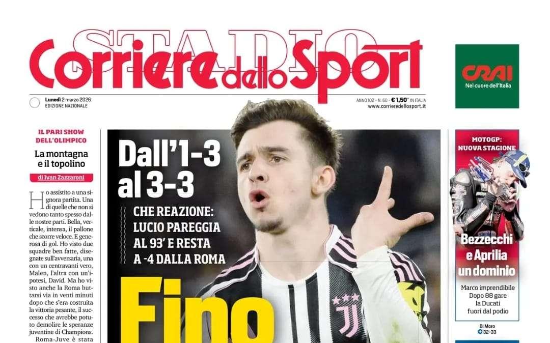 Il Milan vince sul filo a Cremona: "Ora l'Inter". Juve, urlo Champions: la prima pagina del Corriere dello Sport