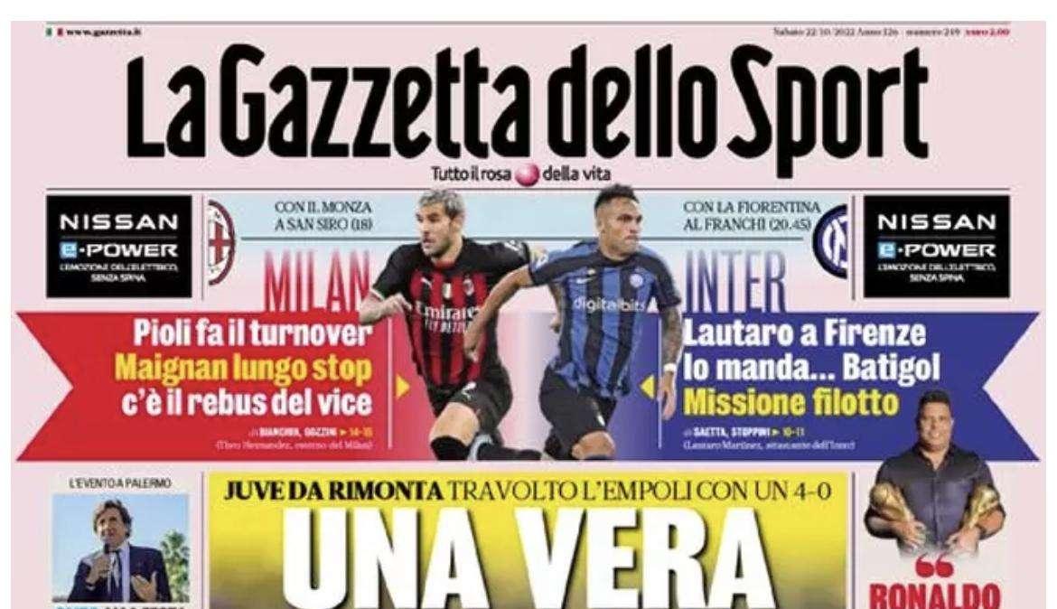 Rassegna stampa - Le prime pagine di sabato 22 ottobre