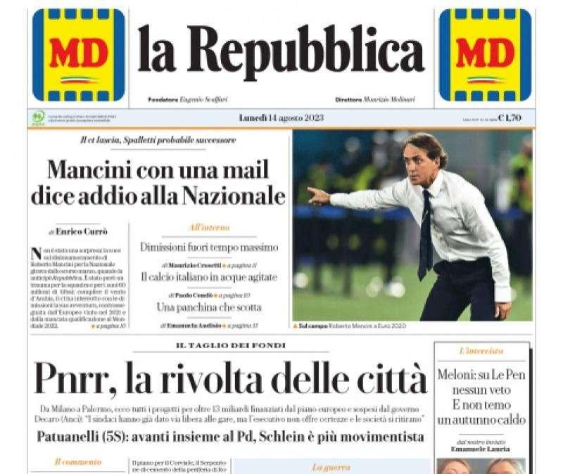 Italia, Mancini si dimette. La Repubblica: "Addio con una mail"