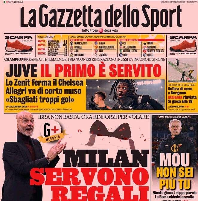 La Gazzetta dello Sport in apertura: "Ricarica Barella". L'Inter multa l'ex Cagliari