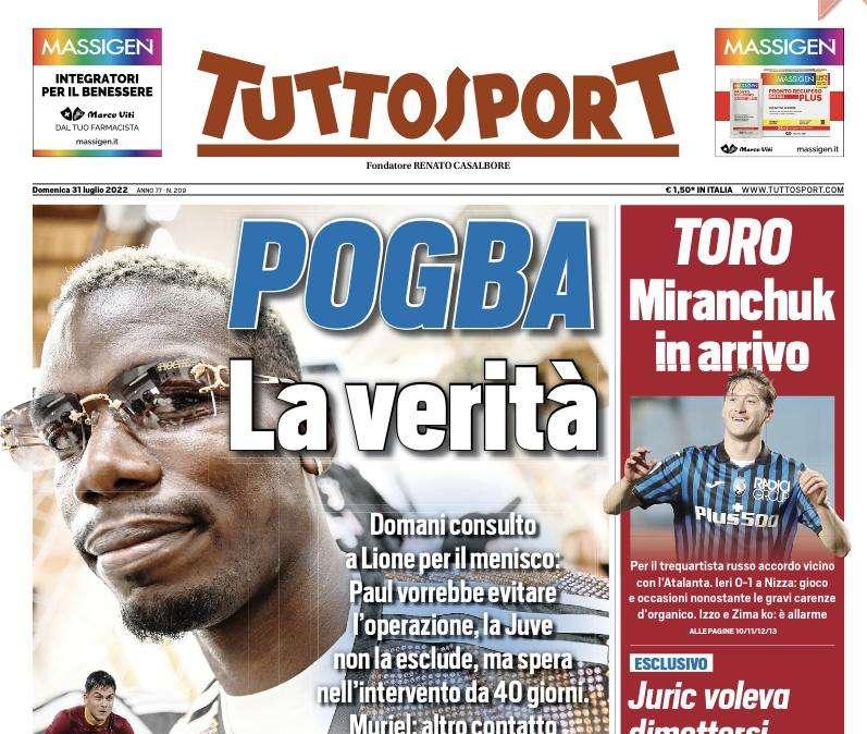 Tuttosport in prima pagina: "La verità su Pogba, Dybala subito assist"