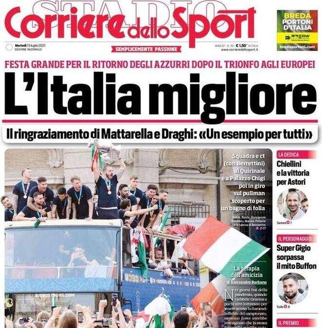 Il Corriere dello Sport in apertura: "L'Italia migliore"