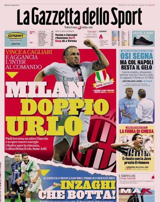 L'Inter perde la propria imbattibilità: colpo grosso del Sassuolo. Le aperture del 28 settembre