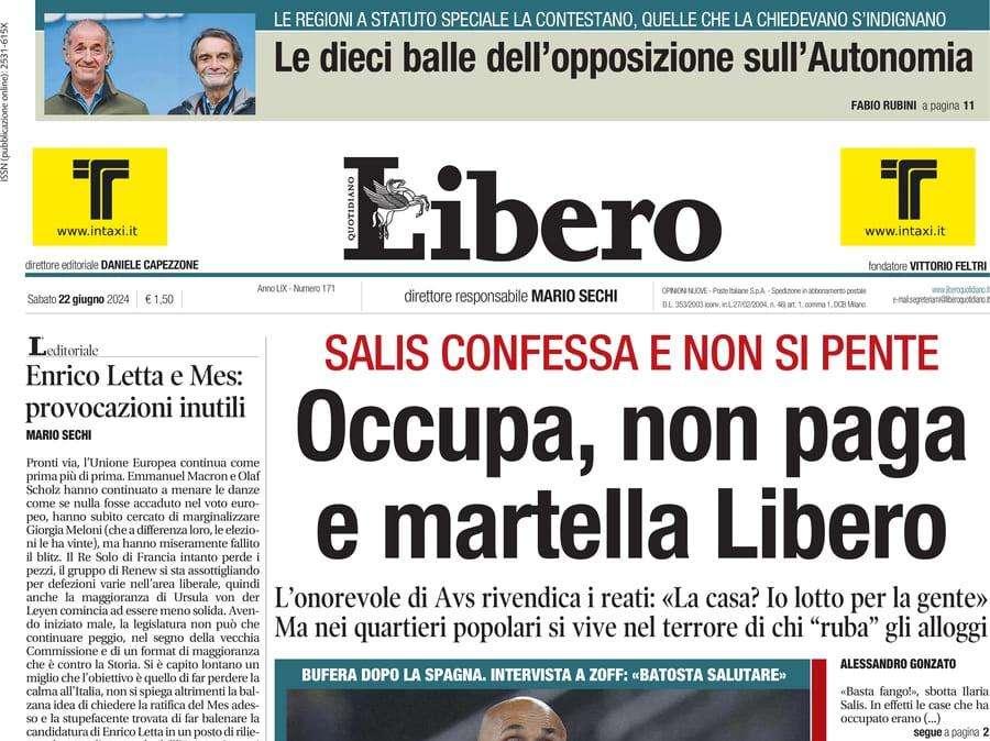L’Aeroplanino vola con l’interprete Calha: l'edizione odierna di Libero sul turco