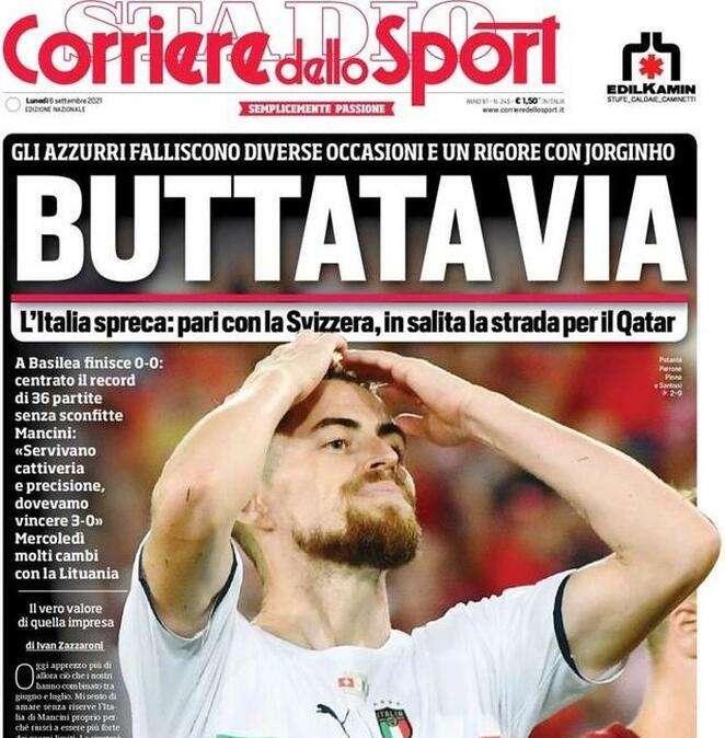 Italia, occasione sprecata con la Svizzera. L'apertura del CorSport: "Buttata via"