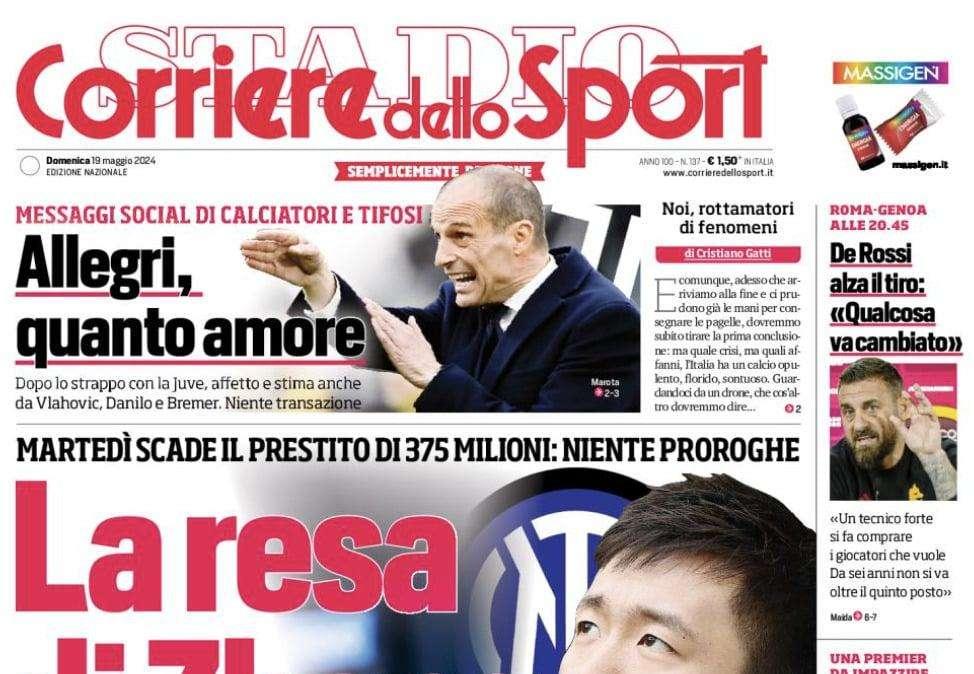 Inter, finisce così l'era Suning? Le prime pagine del 19 maggio