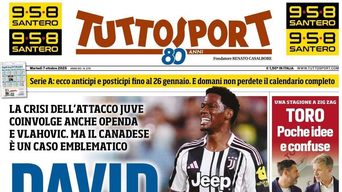 "Crisi Juve in attacco. Milan, Leao è un guaio": la prima pagina di Tuttosport