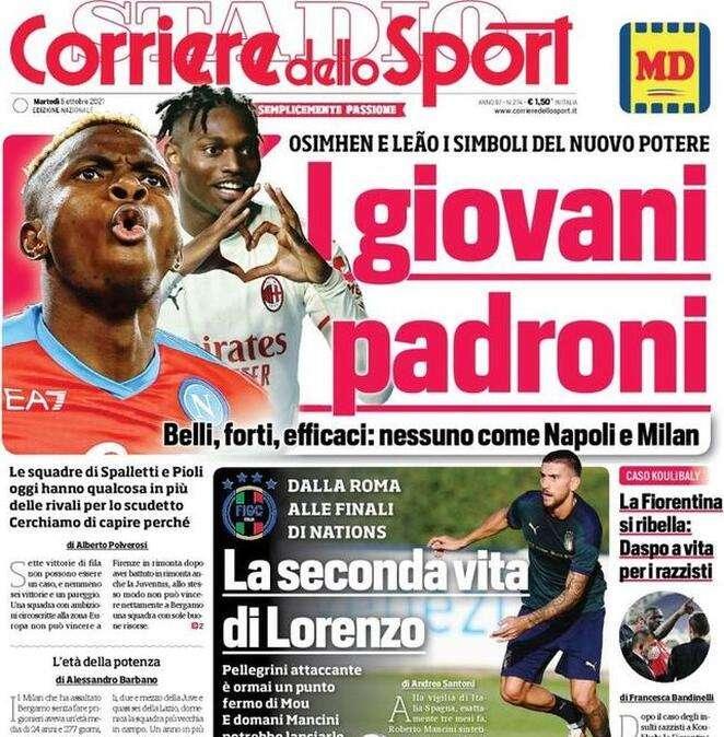 L'apertura del Corriere dello Sport: "Ricarica Inter, quei 10 punti da Campioni"