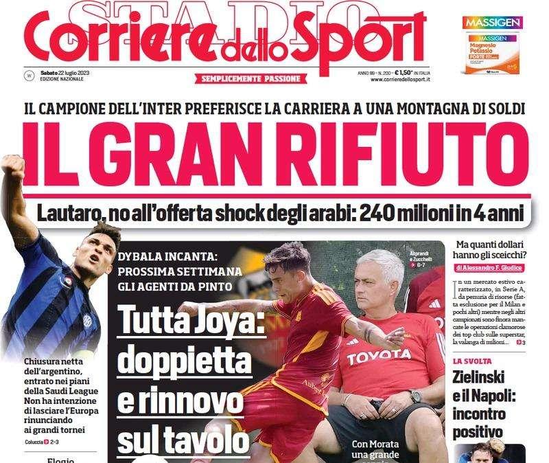 L'apertura del CorSport: "Il gran rifiuto". Lautaro declina un'offerta choc dall'Arabia
