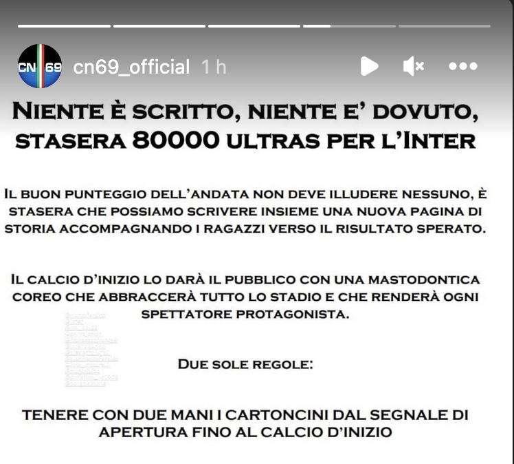 La Curva Nord suona la carica: "Il risultato dell'andata non deve illudere, stasera 80mila ultras"