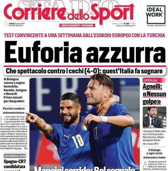 Il Corriere dello Sport in prima pagina: "Lukaku ascolta Inzaghi: 'Con me da Scarpa d'Oro'"