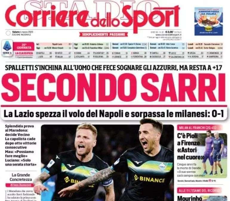 L’apertura del Corriere dello Sport: "lnter, Champions a San Siro"