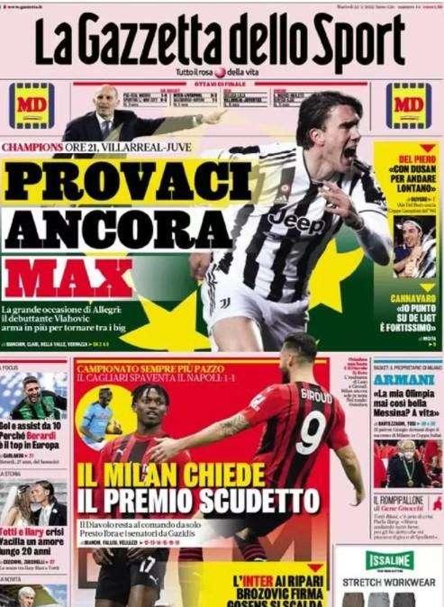 La prima pagina de La Gazzetta dello Sport: "L'Inter ai ripari, Brozovic firma"