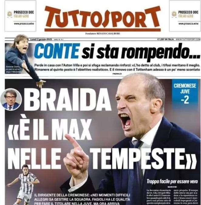L'apertura di Tuttosport: "Conte si sta rompendo, chiede nuovi rinforzi"