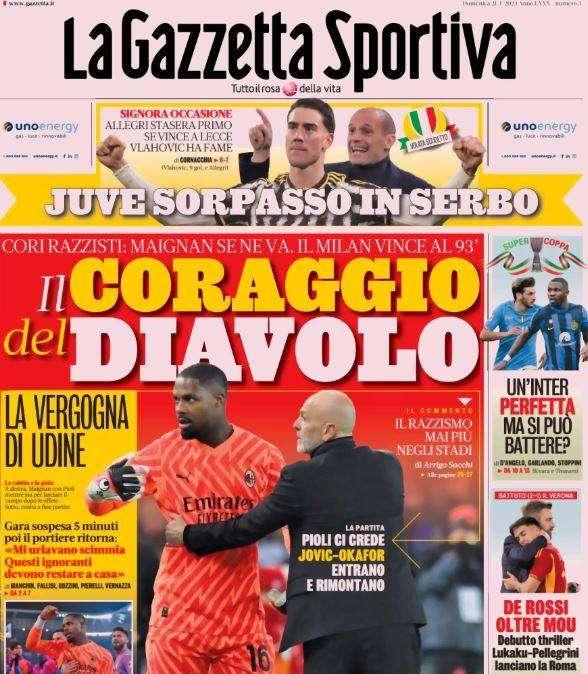 La Gazzetta titola in apertura: "Un'Inter perfetta. Ma si può battere?"
