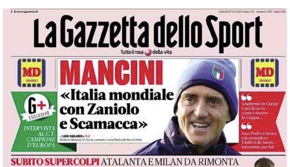 La Gazzetta dello Sport in prima pagina: "Brozovic, Inter al rialzo: ingaggio alla Lautaro"  
