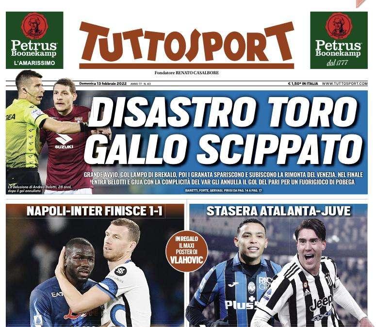 Tuttosport in apertura: "È un pari per il Milan"