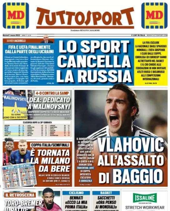 La prima pagina di Tuttosport: "È tornata la Milano da bere"
