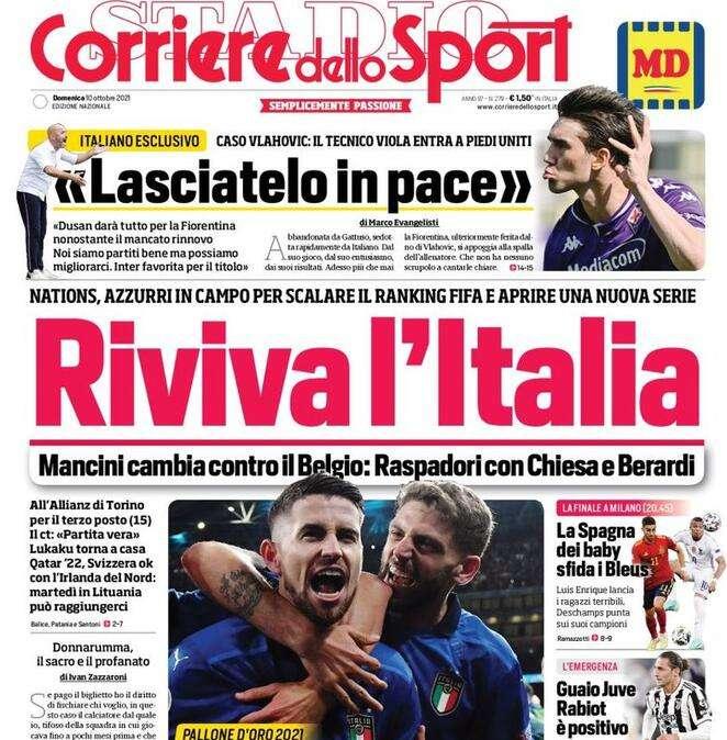 La prima pagina del Corriere dello Sport: "Riviva l'Italia"