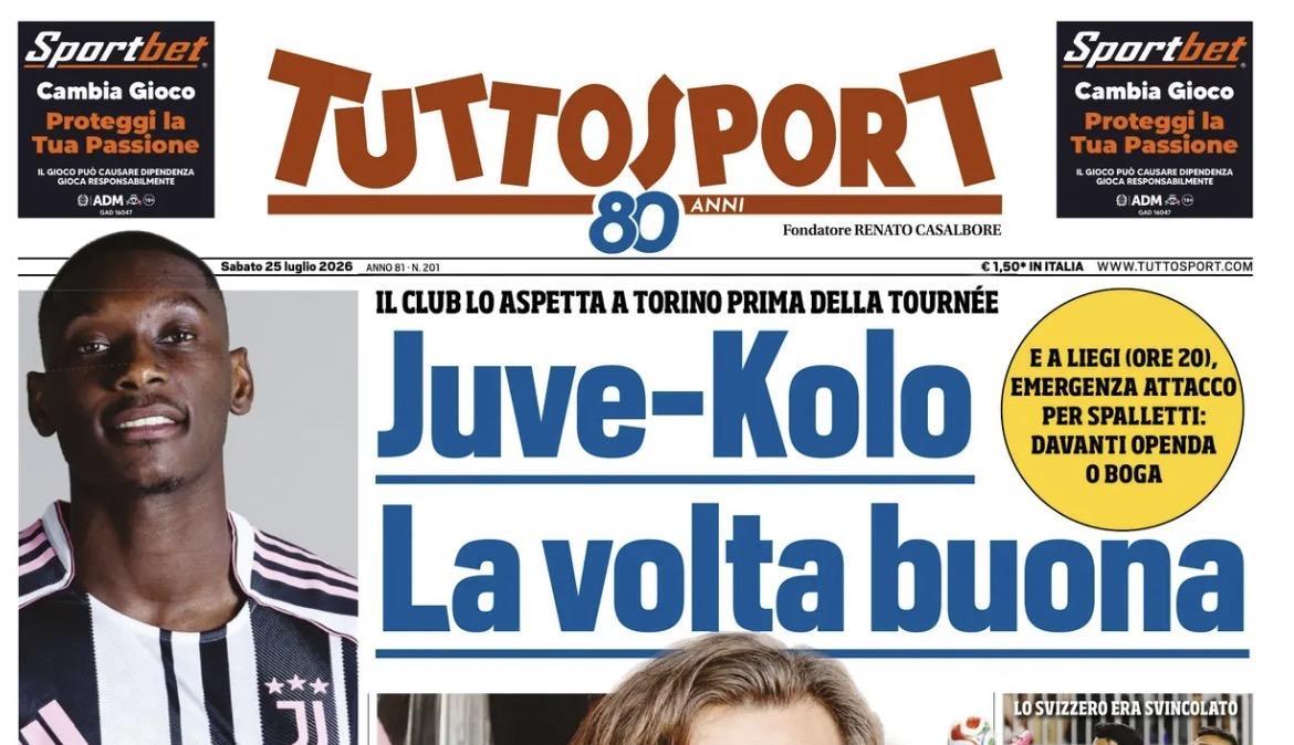 "Juve-Kolo la volta buona. Italia c'è chi dice sì: Pirlo", la prima pagina di TuttoSport