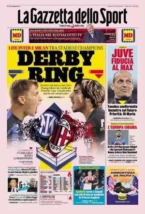 Inter e Milan, scontro sul nuovo stadio. L'apertura della Gazzetta: "Derby ring"