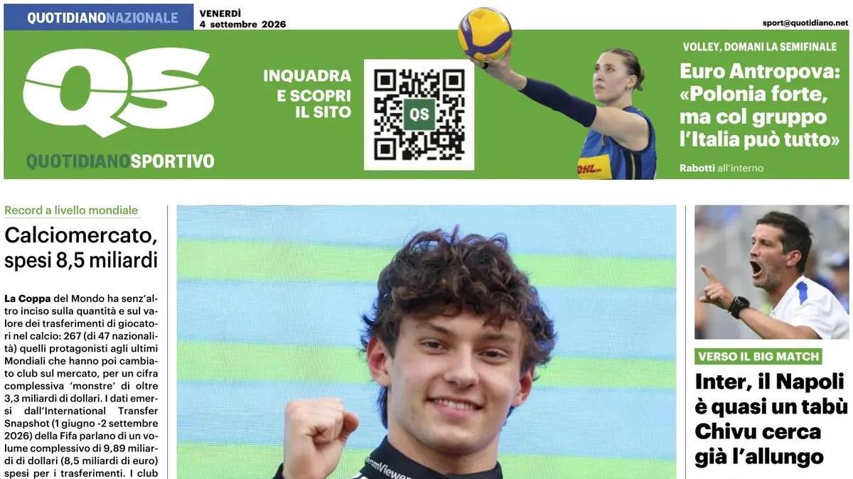 "Inter, il Napoli è quasi un tabù! Chivu cerca già l'allungo", la prima pagina del QS