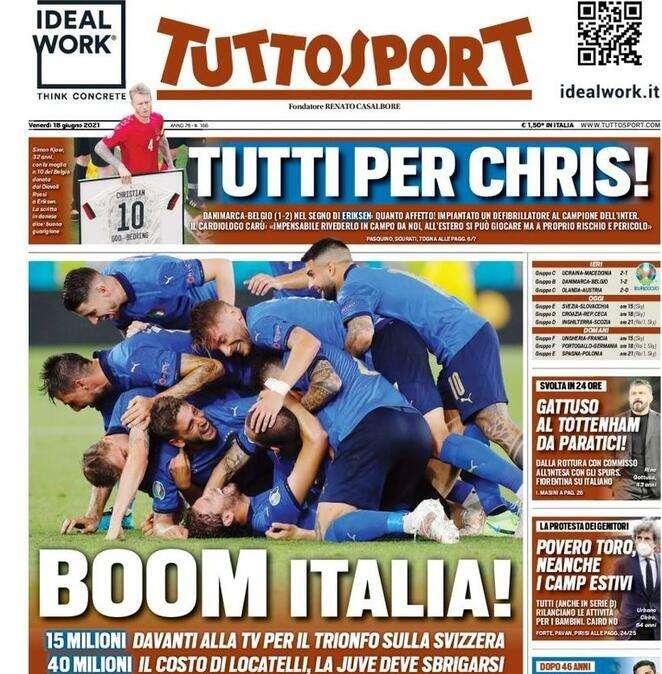 Tuttosport in prima pagina: “Tutti per Chris!” E Palù non ha dubbi: “Impensabile rivederlo in campo in Italia”