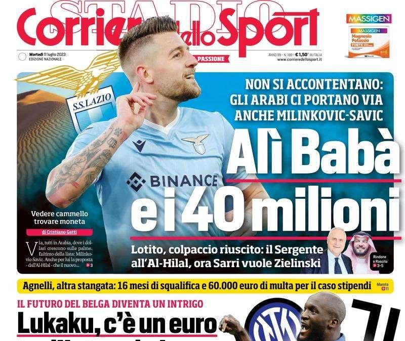 L'apertura del Corriere dello Sport: "Intrigo Lukaku: c'è un euro tra Inter e Juve"